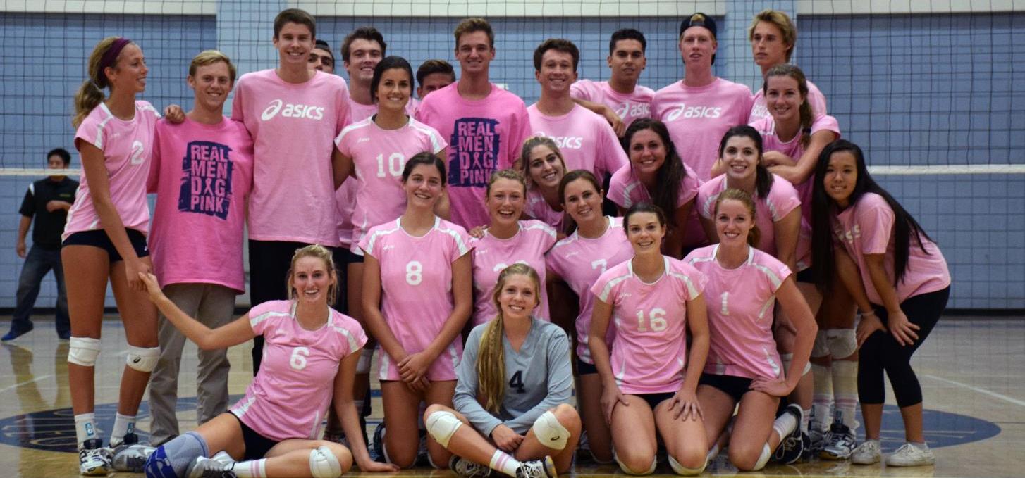 Women's volleyball team sweeps Golden West on Dig Pink night