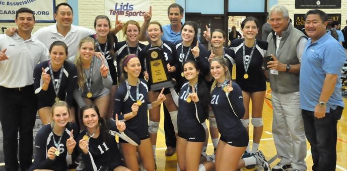 Women's volleyball team caps undefeated year with state title