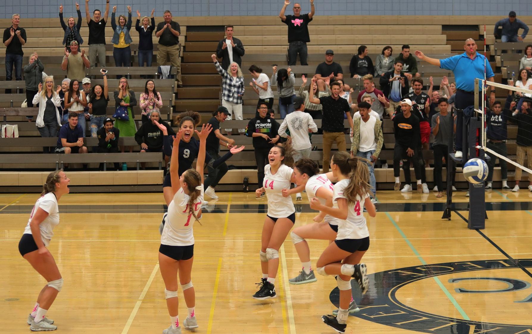 Volleyball team pulls out dramatic, five-set win over Cypress
