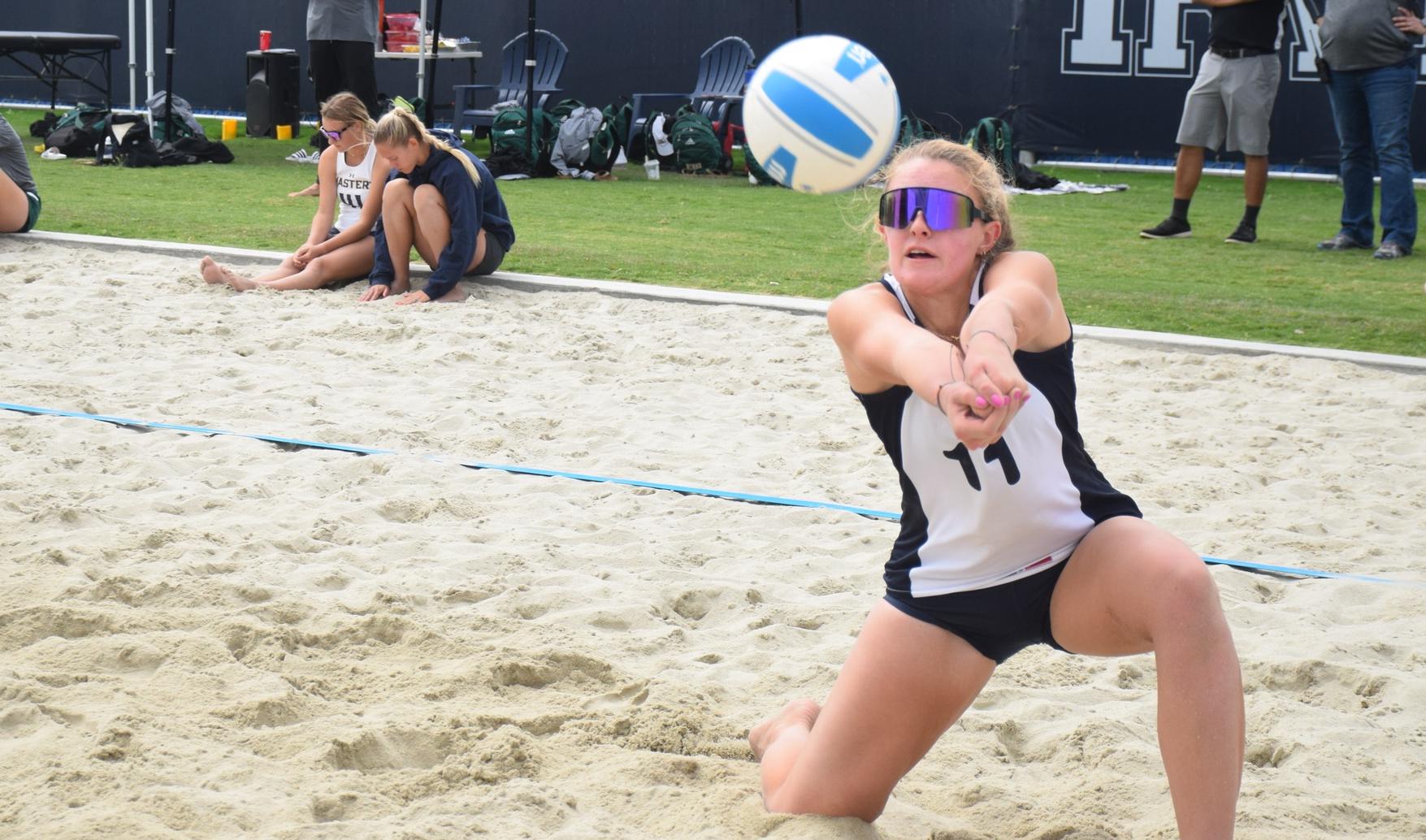 Women's beach volleyball team battles with four-year schools